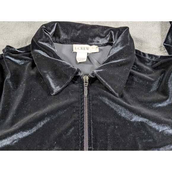 Vintage J Crew Velvet Track Jacket XL Black 80s 90s Velour - Picture 5 of 8